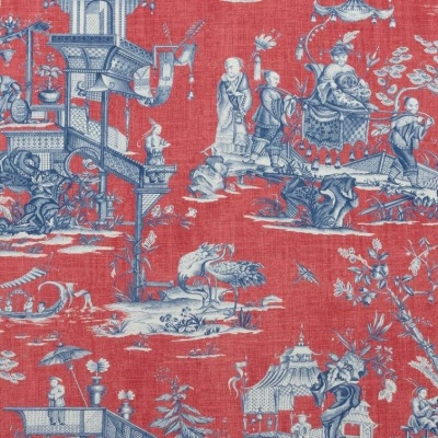 Thibaut Cheng Toile Fabric in Red & Blue